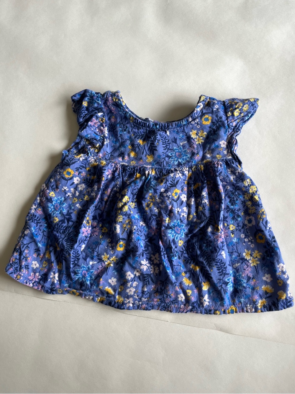 Old Navy Blue Floral Flutter-Sleeve Top